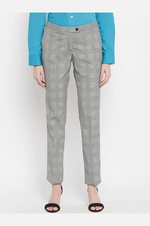 CANTABIL Women Grey Checked Formal Trouser