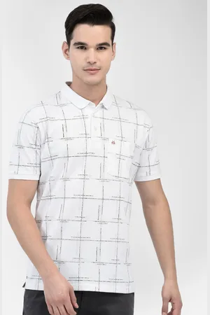 Crimsoune Club Geometric Printed Polo Collar Short Sleeves Pocket Slim Fit Casual T-shirt