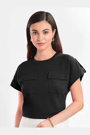 Bombay High Solid Round Neck Short Sleeves Cotton Top