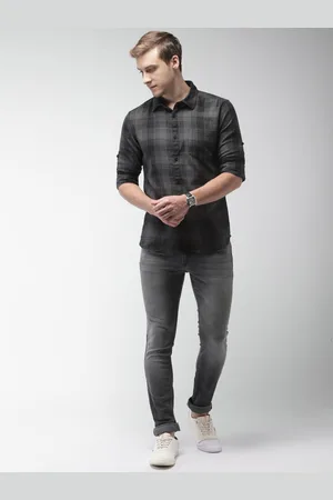 Highlander Men Charcoal Grey Slim Fit Mid-Rise Clean Look Stretchable Jeans