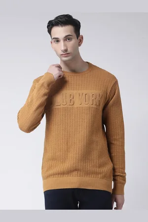 Club York Men Brown Self Design Pullover