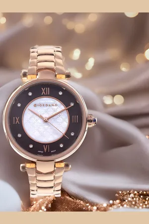 Giordano Women Rose Gold-Toned Embellished Round Dial Analogue Watch GD-4032-33