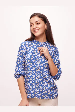 Bombay High Women Regular Fit Floral Print Band Collar Shirt