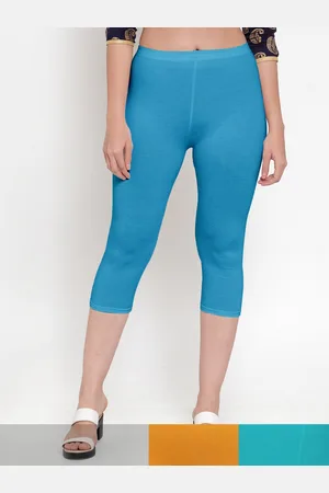 GRACIT Women Pack Of 3 Turquoise Blue & Orange Cotton Capris