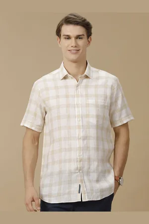 Linen Club Men Contemporary Spread Collar Checked Slim Fit Casual Shirt