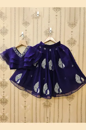 BAESD Girls Embellished Thread Work Ready to Wear Lehenga &