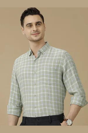 Linen Club Men Contemporary Slim Fit Spread Collar Checked Casual Shirt