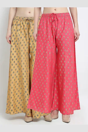GRACIT Women Pack of 2 Ethnic Motifs Printed Flared Knitted Palazzos