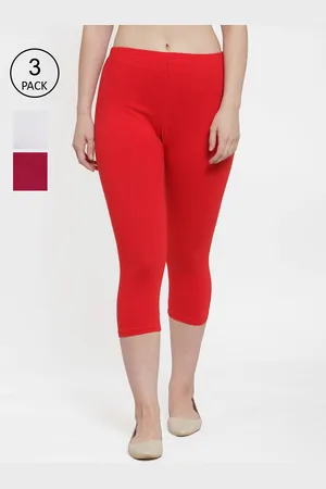 GRACIT Women Set Of 2 White & Red Capris