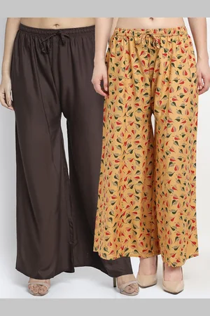 GRACIT Women Pack of 2 Brown & Beige Printed Flared Knitted Ethnic Palazzos