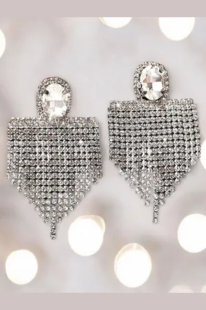 FÁBULA Crystal Studded Contemporary Drop Earrings