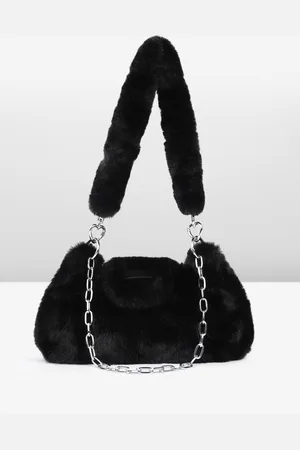 DressBerry Structured Shoulder Bag With Fur