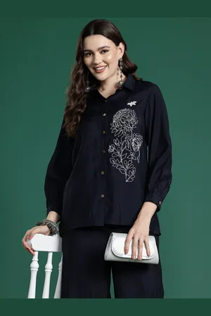 Sangria Embroidered Shirt with Trousers Co-Ords