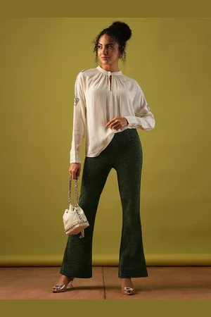Globus Women Embellished Mid-Rise Flared Party Treggings