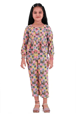 BAESD Girls Floral Printed Square Neck Top With Capris