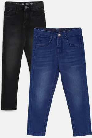 TALES & STORIES Boys Pack of 2 Cotton Slim Fit Light Fade Stretchable Jeans