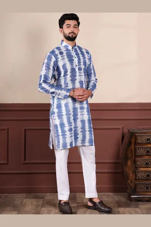 Koshin Abstract Printed Mandarin Collar Linen Straight Kurta