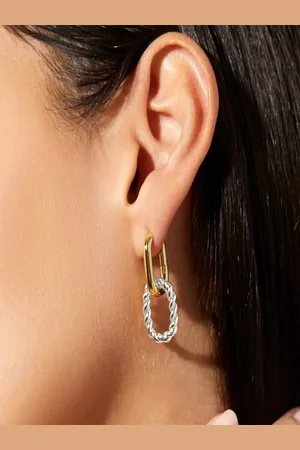 AQUASTREET 14K Gold and Silver Plated Twisted Drop Lightweight Hoop Earrings