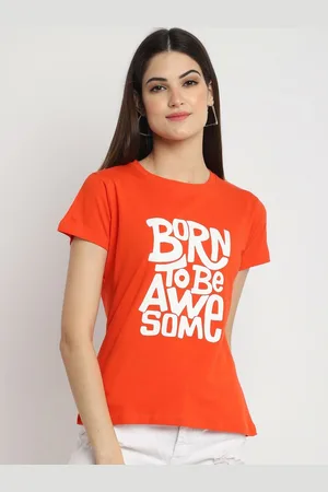 Corsica Women Regular Fit Typography Printed Round Neck Cotton T-shirt