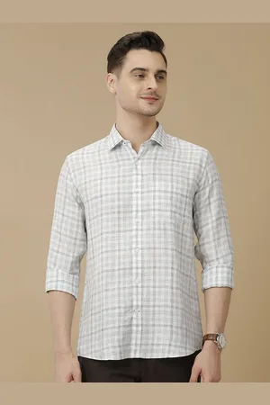 Linen Club Men Contemporary Spread Collar Checked Slim Fit Casual Shirt