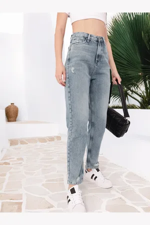 DressBerry Women Grunge Cool Straight Fit Mildly Distressed Heavy Fade Stretchable Jeans