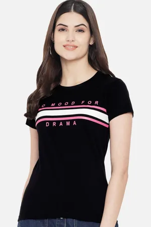 Corsica Women Regular Fit Striped Round Neck Cotton T-shirt