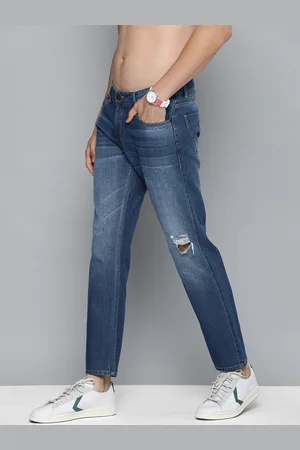 HERE&NOW Men Blue Slim Fit Mildly Distressed Light Fade Pure Cotton Jeans