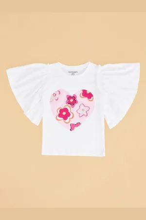Pantaloons Girls Printed Round Neck Cotton Relaxed Fit Tshirt