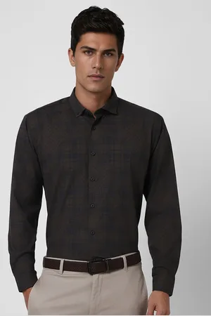 V Dot Men Slim Fit Button-Down Collar Abstract Printed Formal Shirt