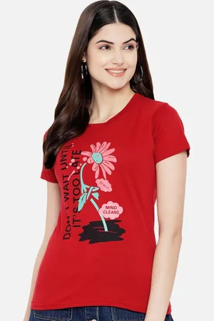 Corsica Women Regular Fit Graphic Printed Round Neck Cotton T-shirt