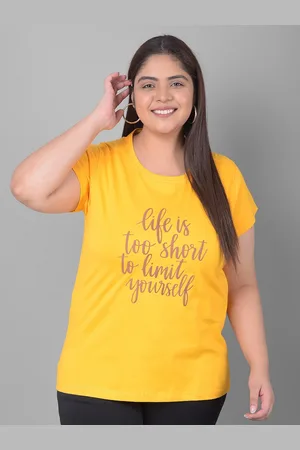 Club York Plus Size Typography Printed Round Neck Shirt Sleeves T-shirt