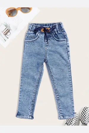 YK Boys Jogger High-Rise Light Fade Embroidered Jeans
