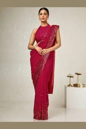Soch Embellished Sequinned Pure Georgette Heavy Work Saree