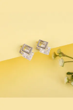 GIVA 925 Silver Quadrangle Earrings