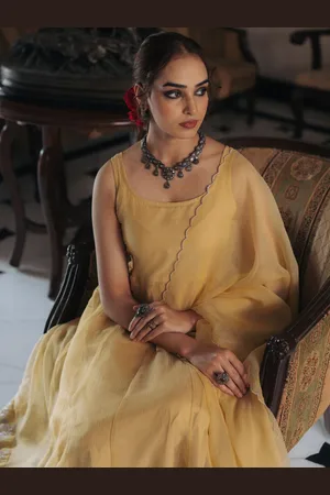 anayna Women Embroidered Panelled Kurta with Trousers & With Dupatta