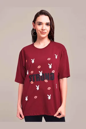 iki chic Women Graphic Printed Round Neck Cotton Oversized T-Shirt