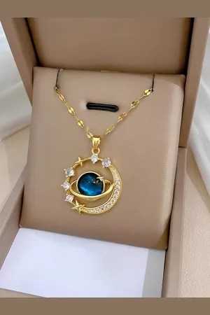 KARISHMA KREATIONS Gold-Plated Artificial Stones Studded Circular Pendants With Chains