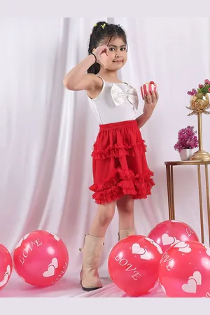 NEUDIS Girls Shoulder Straps Top With Skirt