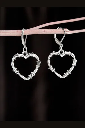 ATIBELLE Silver-Plated German Silver Heart Shaped Drop Earrings