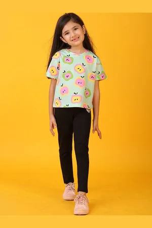 Anthrilo Girls Printed Round Neck T-shirt With Leggings