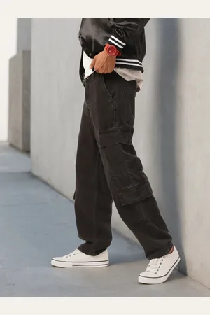 Kook N Keech Men Touch of Edgy Style Light Fade Relaxed Fit Cargo Jeans