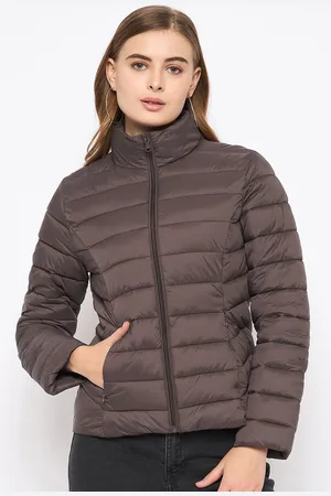 MADAME Women Solid Mock Collar Long Sleeves Padded Jacket