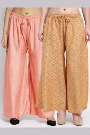 GRACIT Women Pack of 2 Peach-Coloured & Beige Ethnic Palazzos