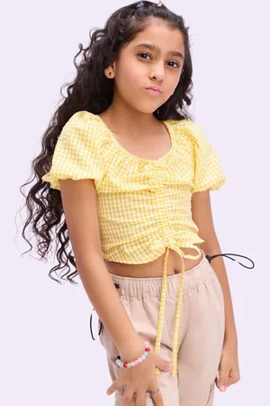 Bombay High Checked Flutter Sleeve Top
