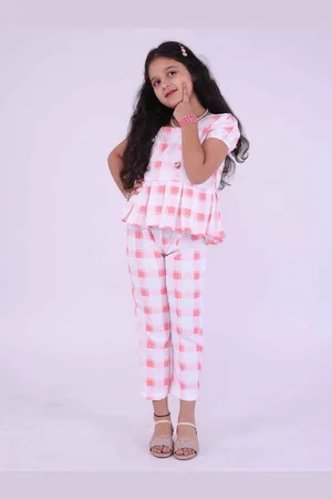 BAESD Girls Checked Peplum Top With Capris