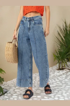 DressBerry Women Chillax Fit Baggy Wide Leg Non-Stretchable Jeans