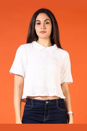 V-Mart Women Puff Sleeves Cotton Crop Top