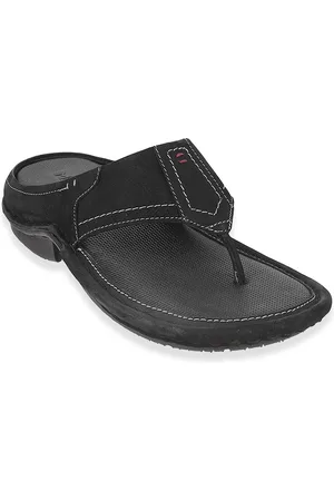 Metro Men Black Leather Comfort Sandals