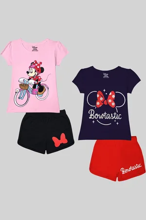 Miss and Chief Girls Pack Of 2 Printed Round Neck T-Shirt With Shorts