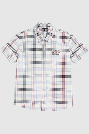 Tommy Hilfiger Boys Button-Down Collar Tartan Checked Cotton Casual Shirt
